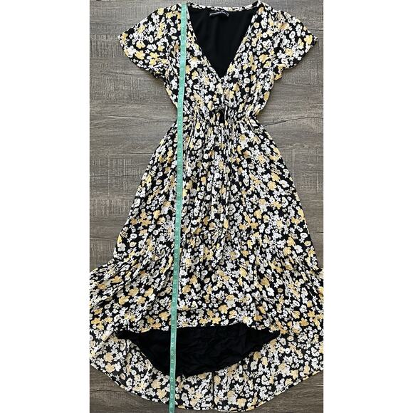 Abercrombie & Fitch Floral High-Low Flare Midi Dress Pocket Boho Bohemian XS - Picture 15 of 15